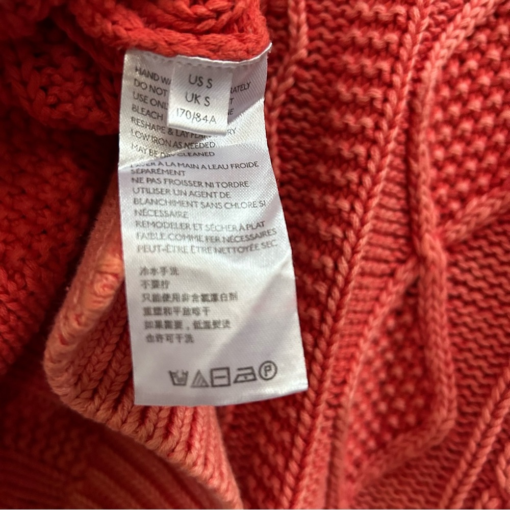 Anthropologie PILCRO JONI CABLE-KNIT SWEATER Coral size small - Picture 14 of 15